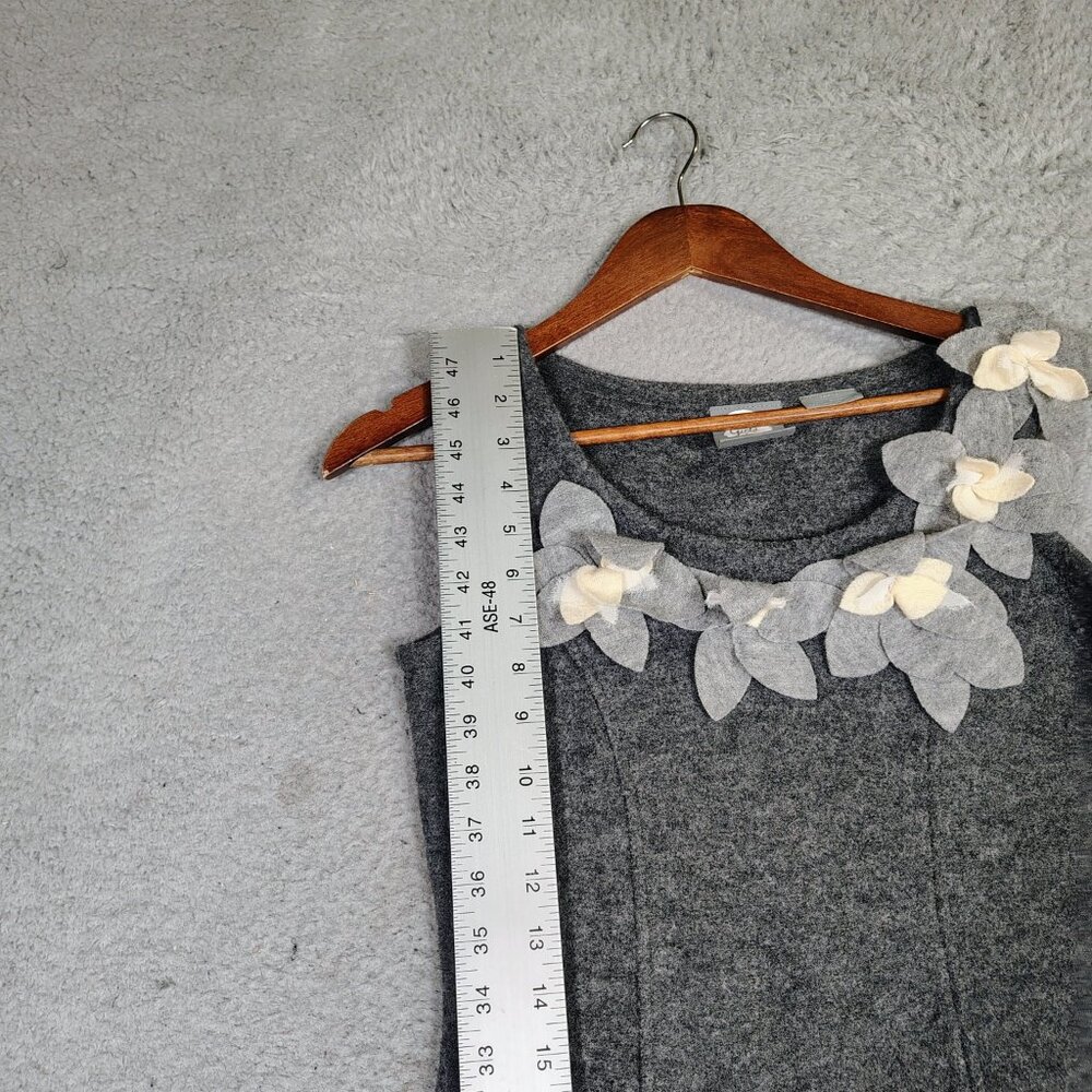 Girls From Savoy Dress Women's S Charcoal Gray Applique Floral 100% Merino Wool - Picture 4 of 11